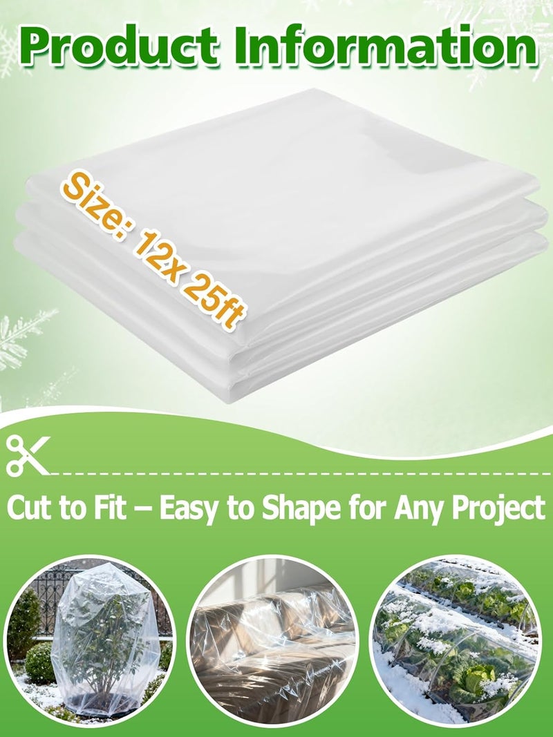 Alphatool Greenhouse Cover Plastic Sheeting - 12 x 25 ft Plant Covers Freeze Protection, Frost Cloths for Outdoor Plants, Clear Floating Row Cover for Outdoors Garden Plants Vegetables Crops - Image 5